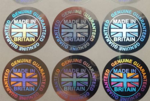 Hologram Labels Sticker Warranty Void If Removed Tamper Proof "Made in Britain" 20 mm or 35 mm