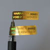 WARRANTY VOID IF REMOVED  10x30mm security VOID Hologram Golden color Holographic sticker Series number