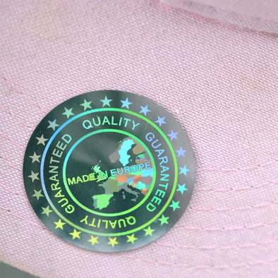 Baseball caps stickers Label MADE IN EUROPE  Quality Guaranteed Hologram sticker  40mm large cloth stickers holographic stickers