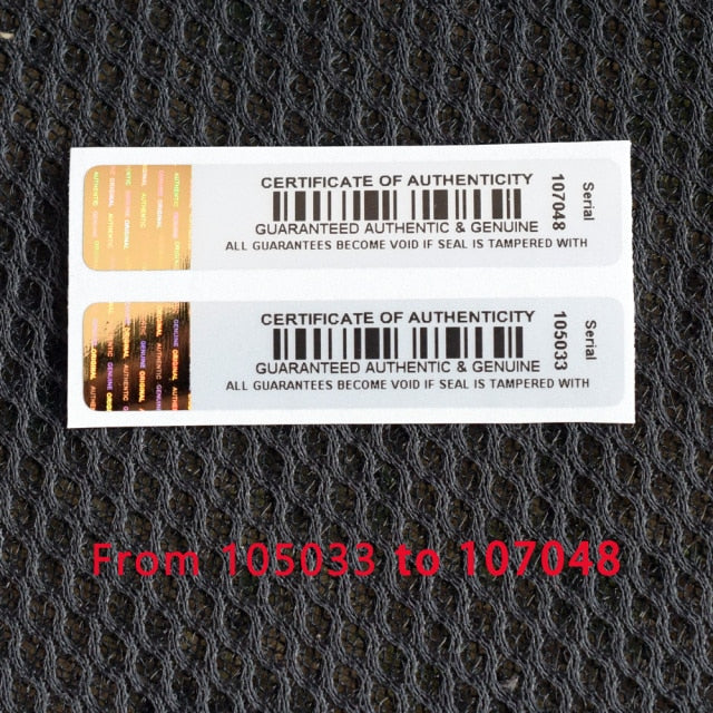 Certificate Of Authenticity Guarantee Authentic Genuine Become Void If Seal is Tampered Glod Finish Serial Number