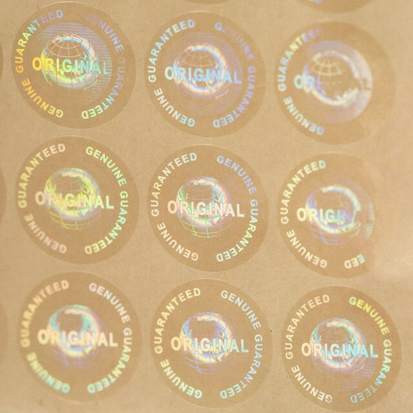 Hologram Genuine Guaranteed and Original Hologram sticker multiple colors Global design logo Diameter 20mm 2000 pcs a lot