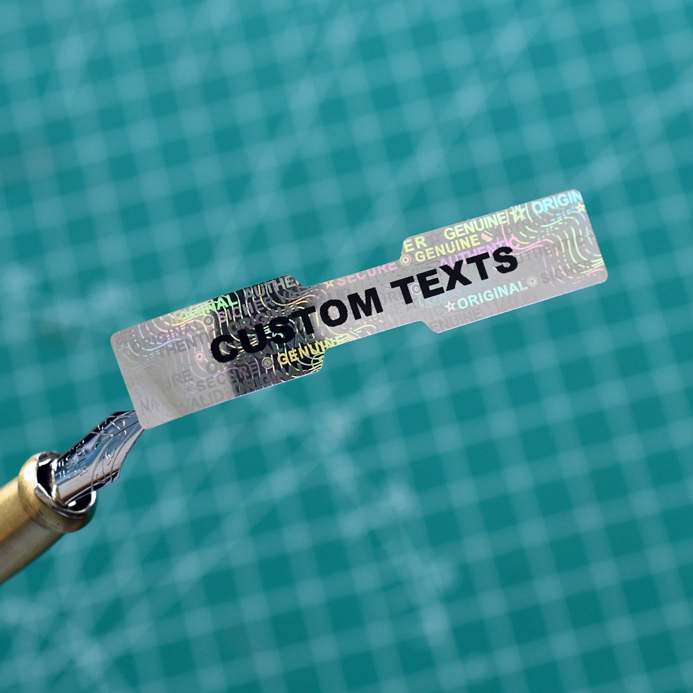 Custom Stickers Hologram Secure Original Genuine Valid Authentic Holographic Labels 10 x 50 mm Bone Shape VOID Label